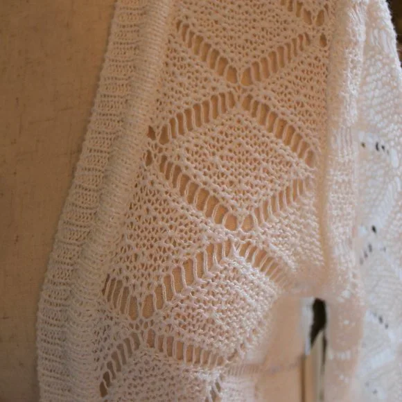 NWT Coldwater Creek Women's White Crochet Long-Sleeve Cardigan Size S/8 - Picture 6 of 11